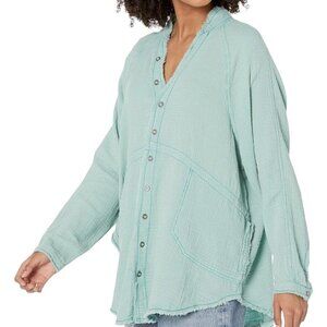 Free People Summer Daydream Oversized Top- Aqua- Size XS